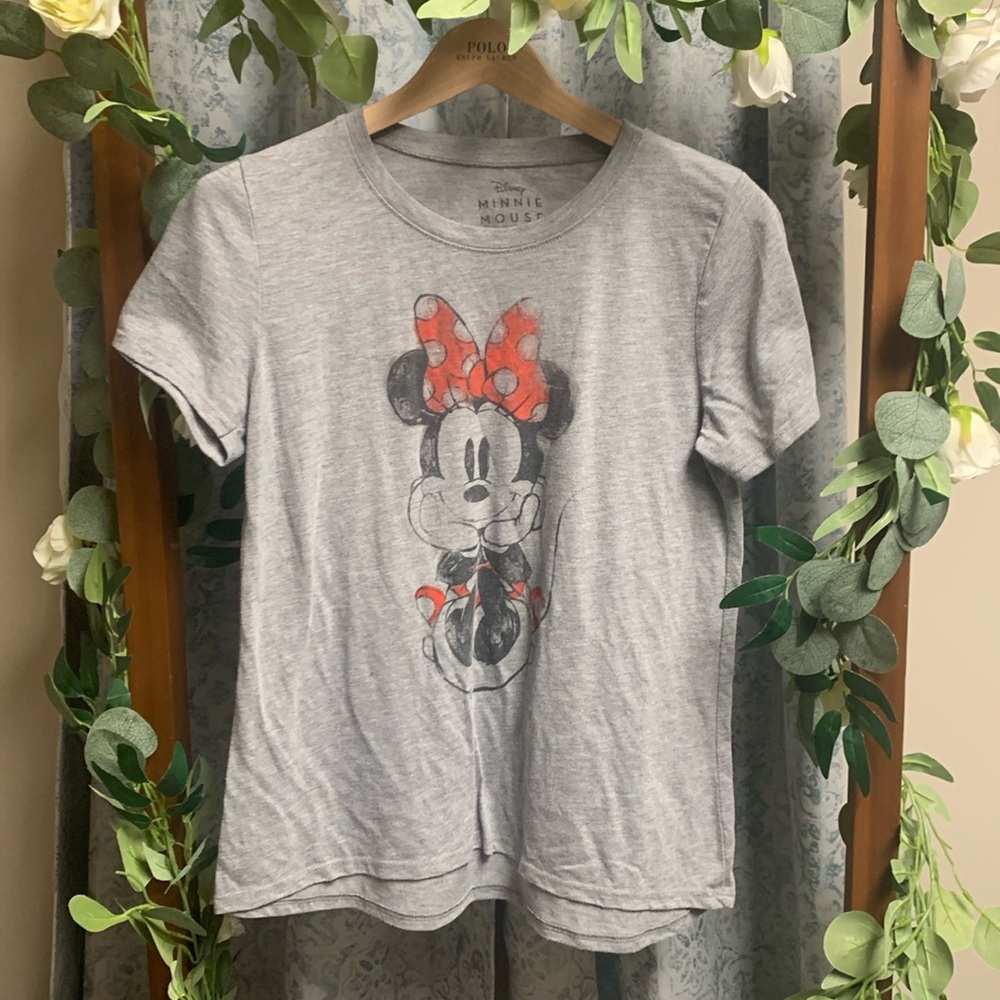 Disney Minnie Mouse Gray T Shirt Sketch Tee Top Size Medium